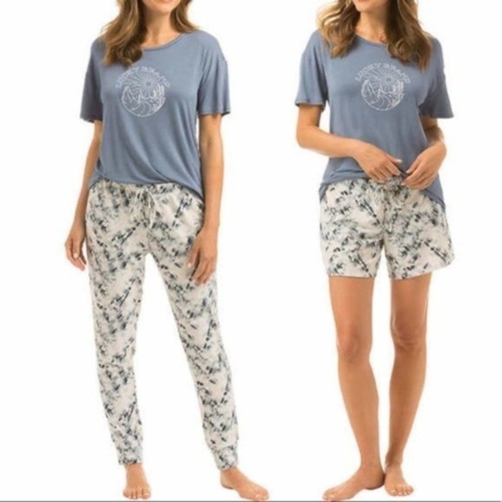 NWT LUCKY BRAND Ladies' 3 Piece Pajama Set - Pants , Shorts, Short Sleeve Tee